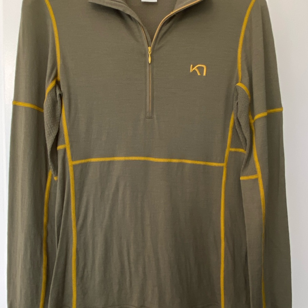 Kari Traa Women's Wool Green and Yellow Long Sleeve Top Sz M